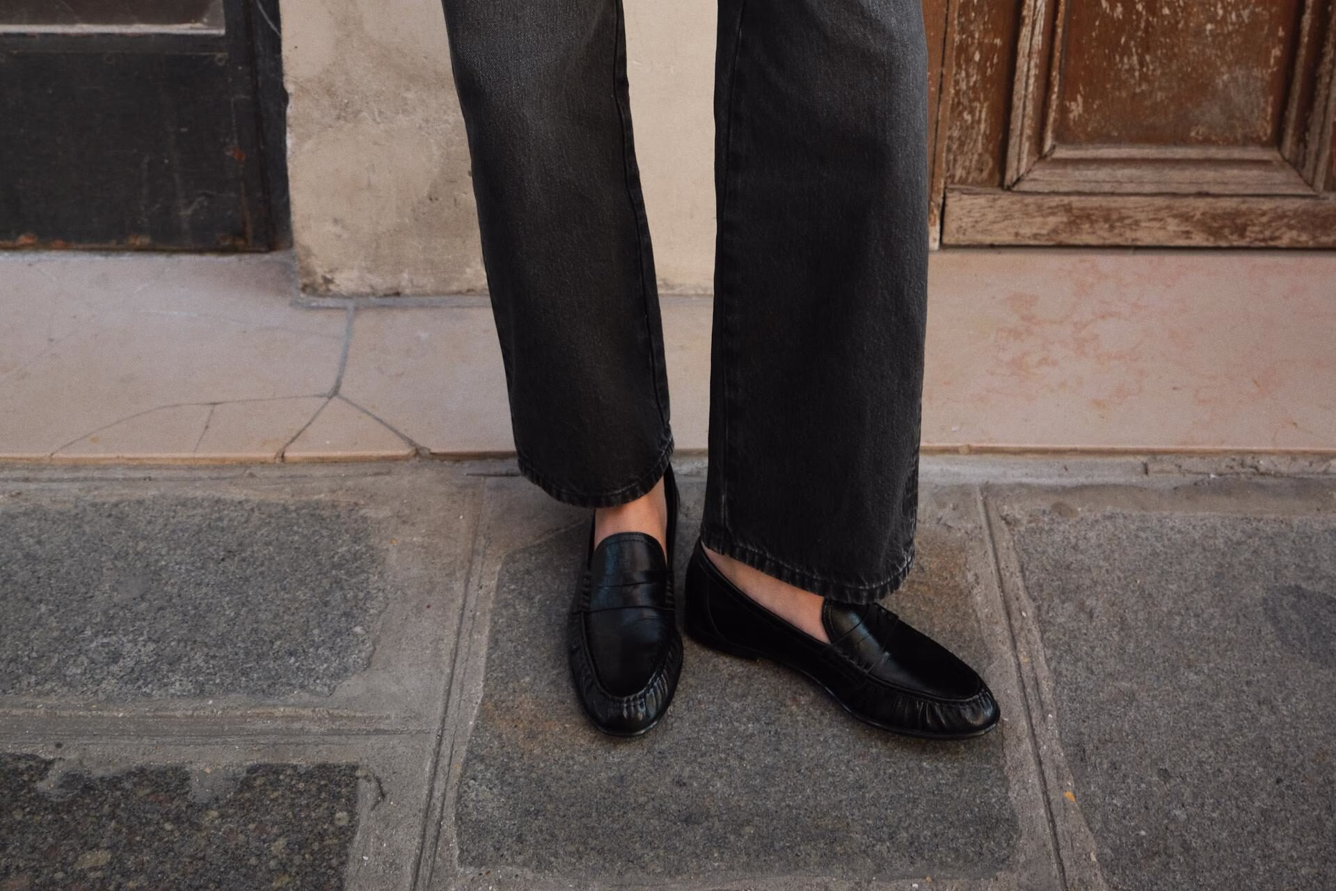 zara black loafer