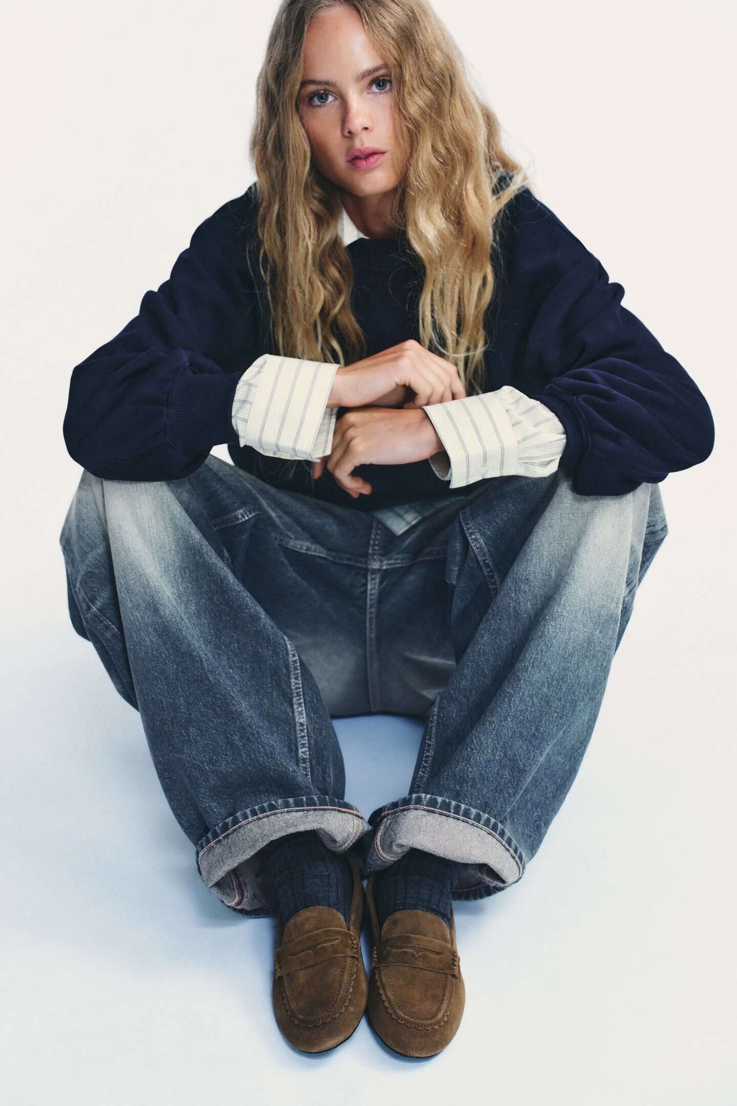 zara suede brown loafer