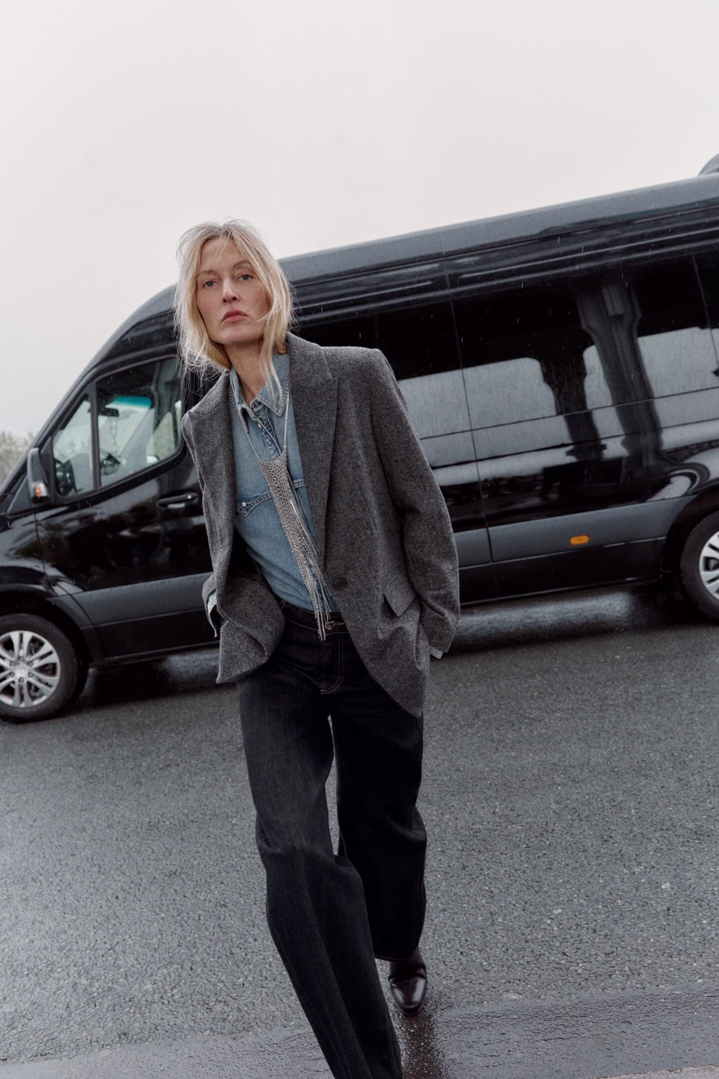 grey wool blend blazer