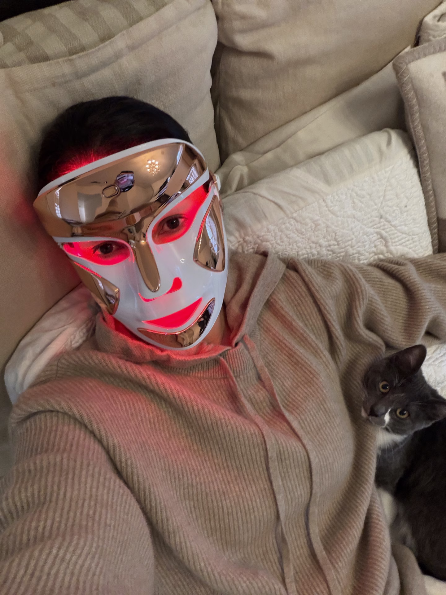 led face mask , fresh aesthetic skin, beauty routine