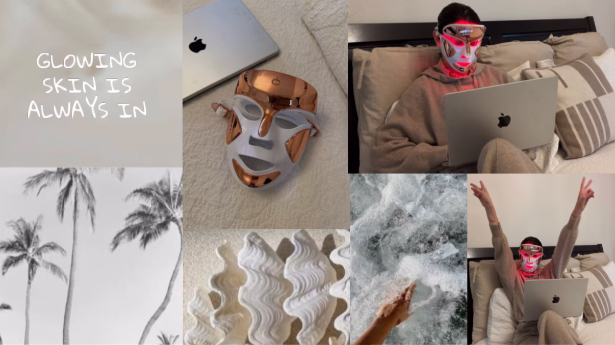 LED face mask collage, fresh aesthetic skin