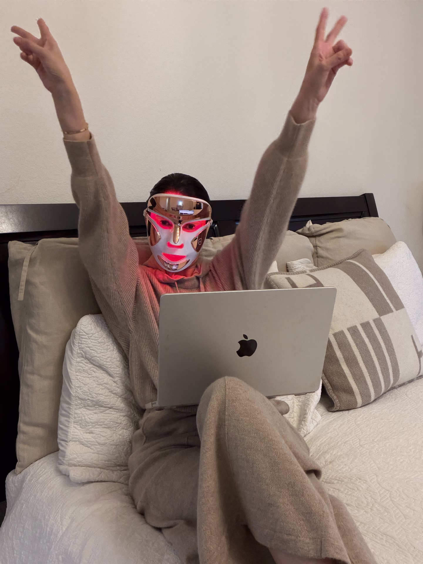 led face mask , fresh aesthetic skin, beauty routine