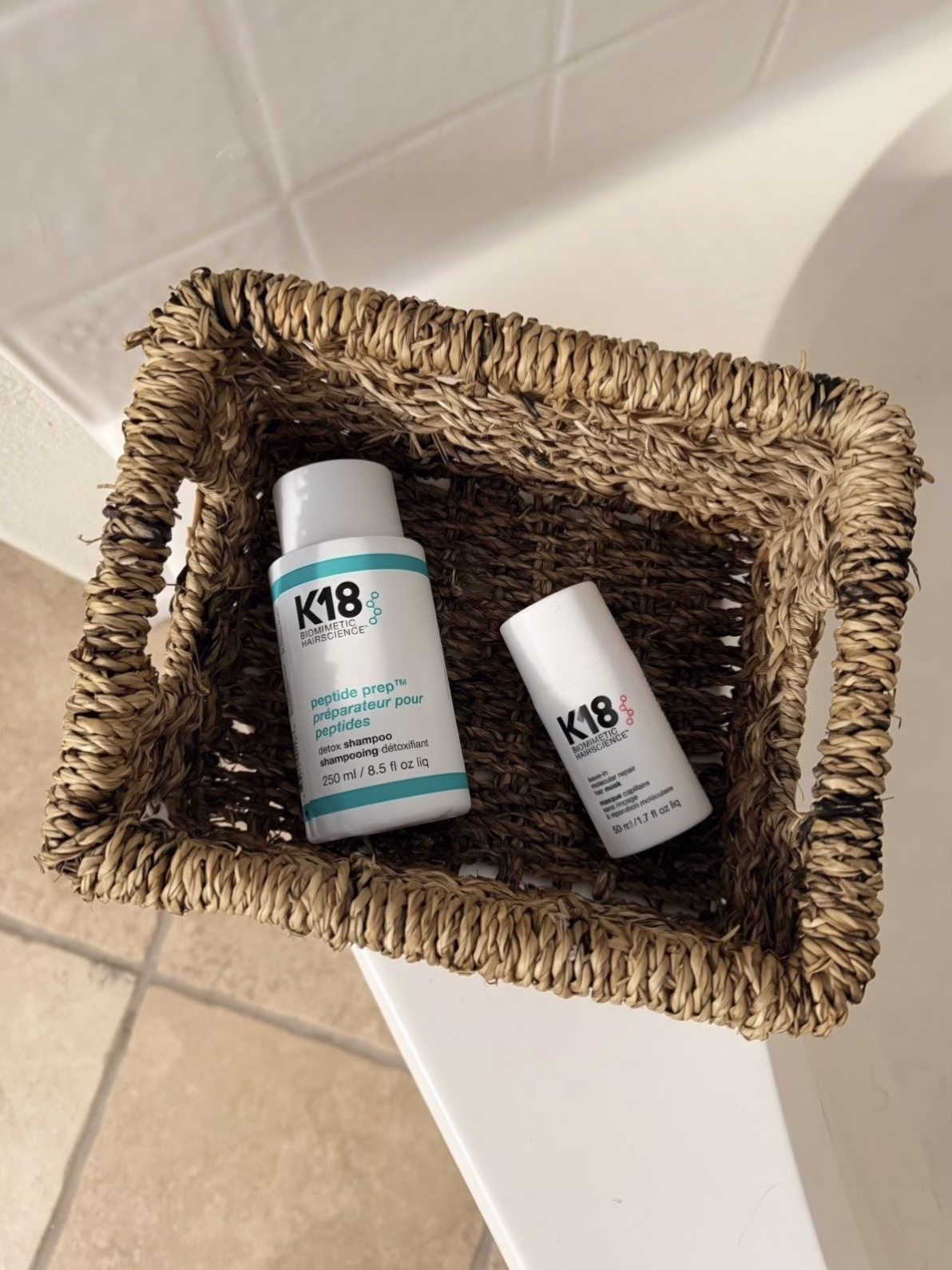 K18 hair mask and shampoo