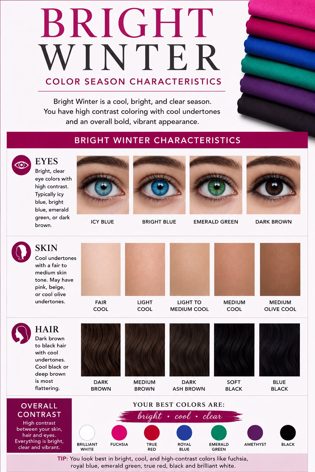 Seasonal Color Analysis Guide: Season color - bright winter