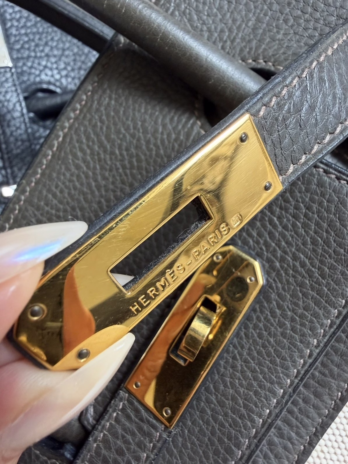 hermes birkin 35 toile with moderate scratches on hardware