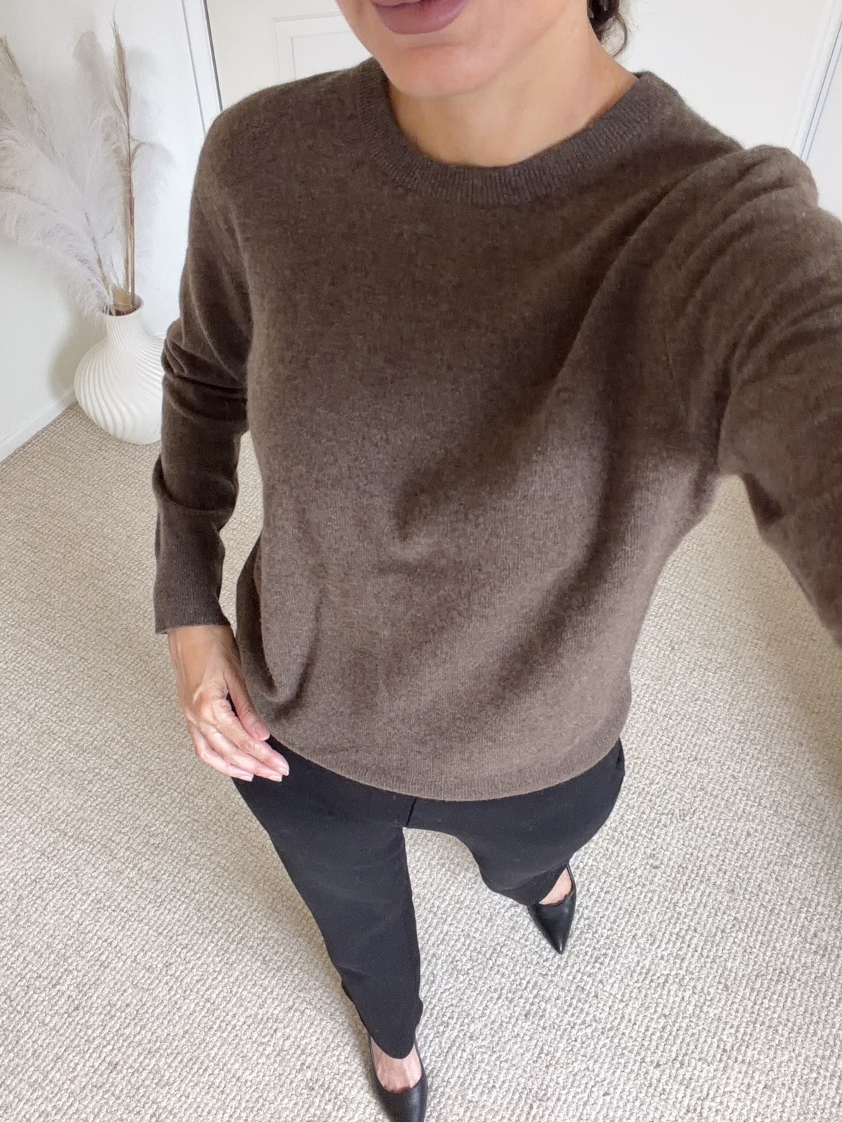Quince clothing review: brown cashmere sweater