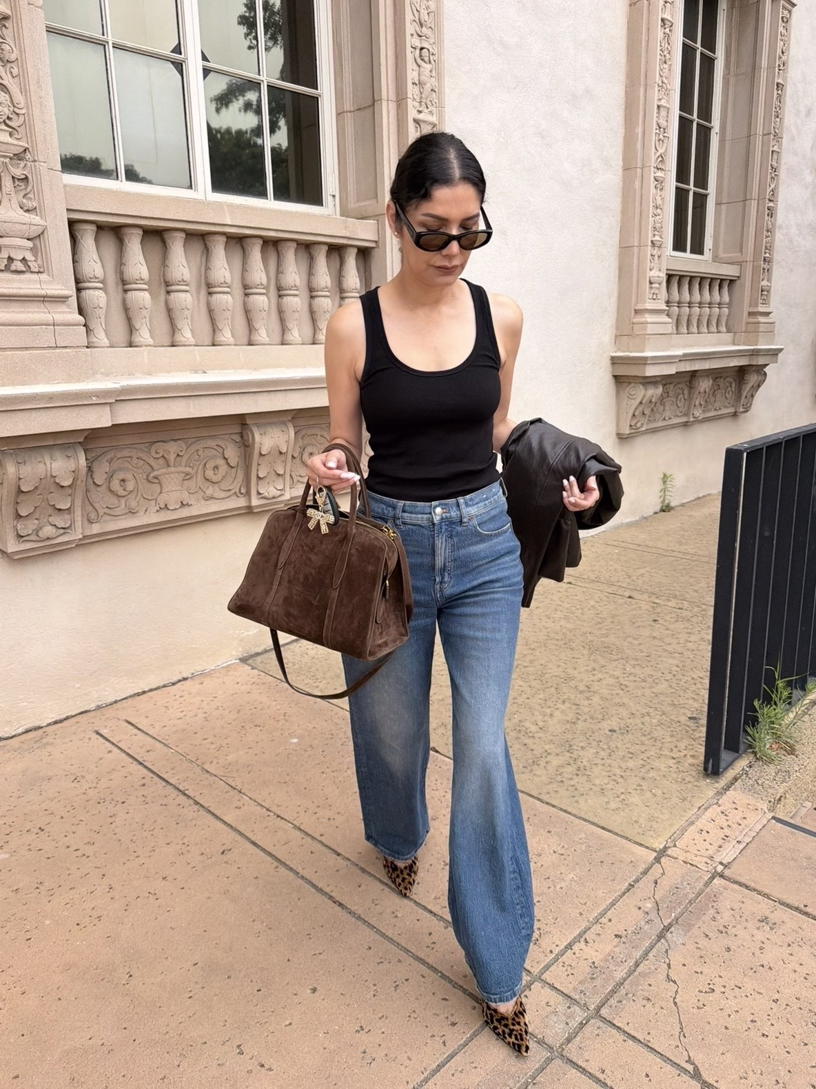 Wearing my Parisa Wang Gabrielle 35 Chocolate Brown suede bag