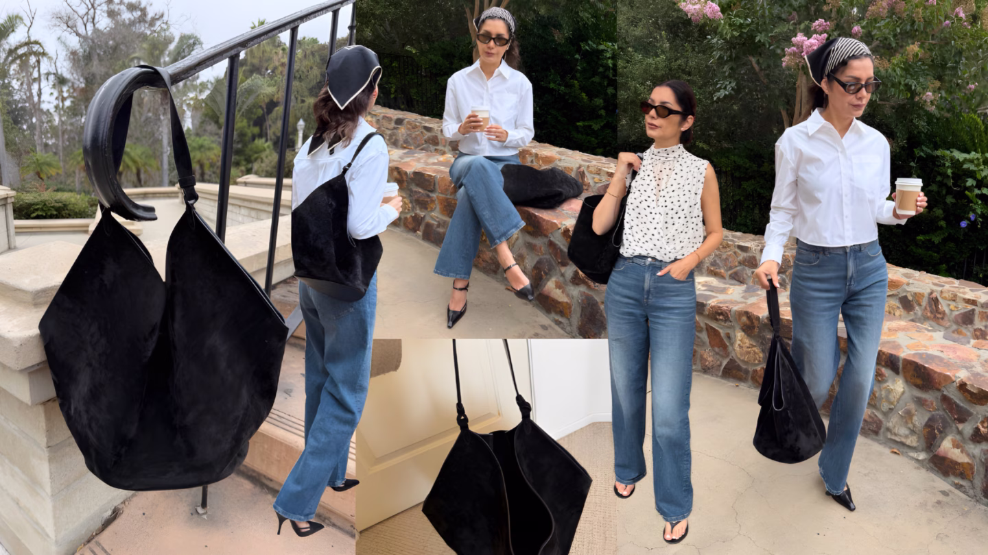 Khaite Lotus black suede bag review