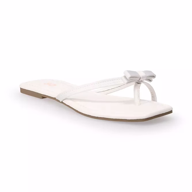 bow thong sandal white
